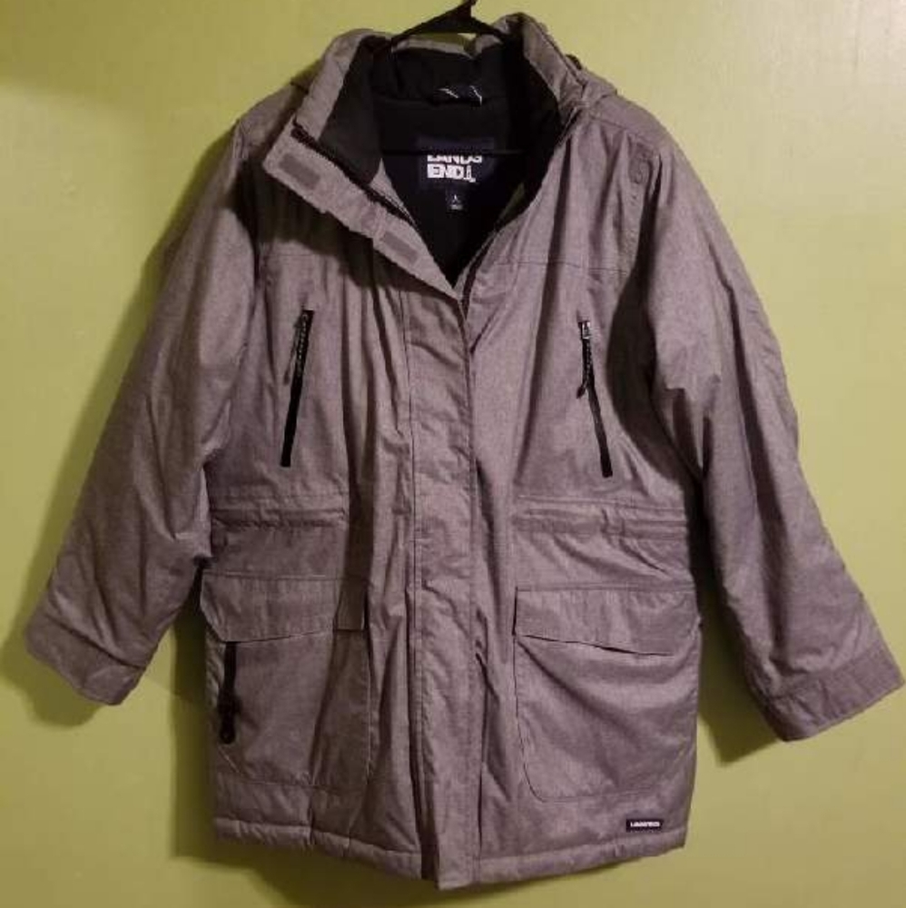 Womens Petite Winter Parka Lands'End Grey Size L